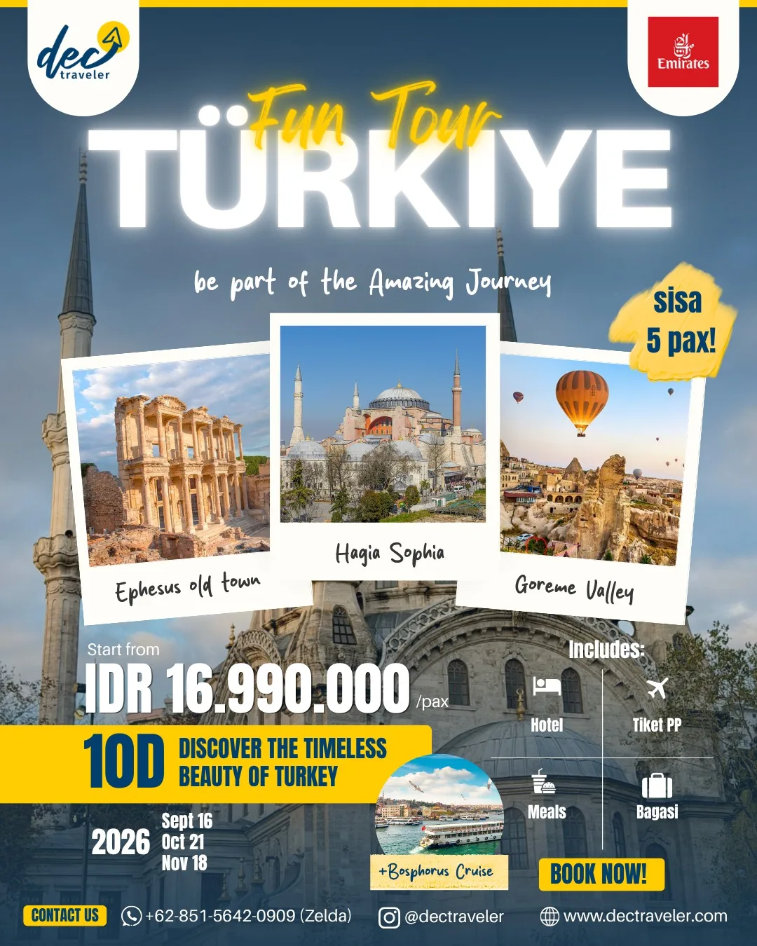 10D7N EXPLORE TURKEY: ISTANBUL– BURSA– KUSADASI – PAMUKKALE- CAPPADOCIA
